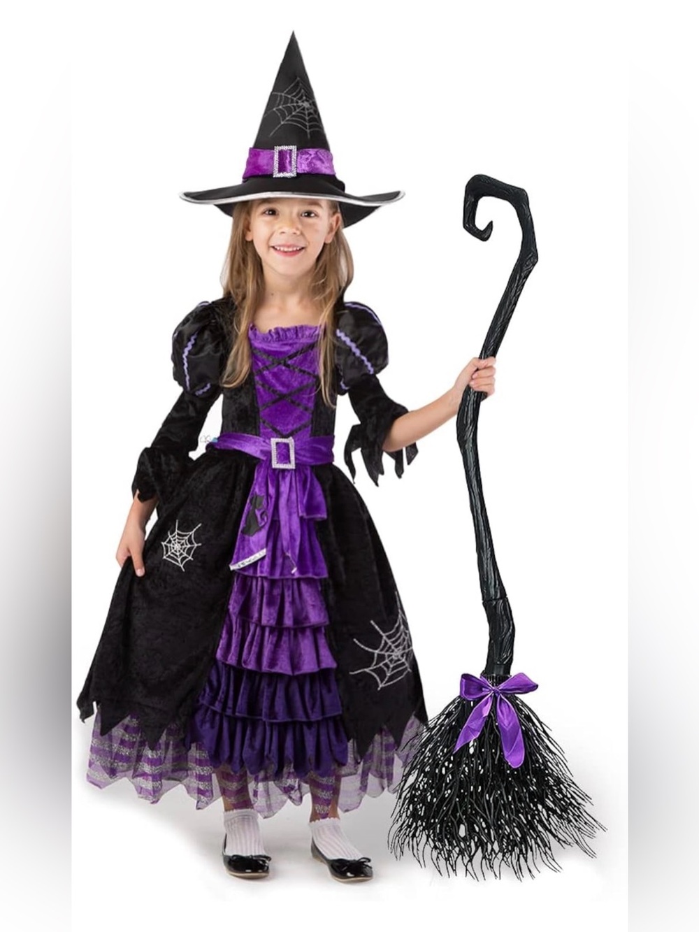Spooktacular Creations Fairytale Witch Cute Witch Costume Deluxe Set with Broom
